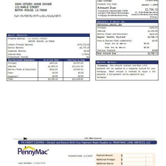 USA California Pennymac Loan Services mortgage statement scr download template file