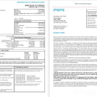 USA California PingPong Global Solutions Inc mortgage statement in Word and PDF formats, 3 pages 1 2 download template file