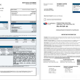 USA Capitec bank mortgage statement in Word and PDF formats 1 2 download template file