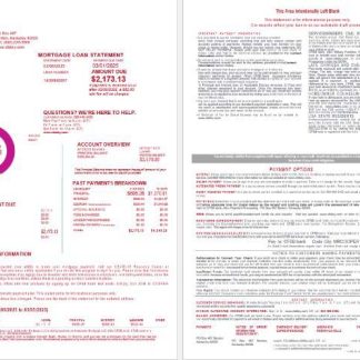 USA CFSB bank mortgage loan statement in Word and PDF formats , 4 pages 1 2 download template file