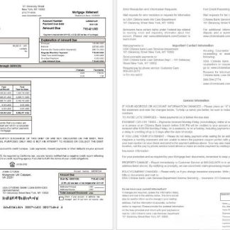 USA Citizens bank mortgage statement in Word and PDF formats download template file