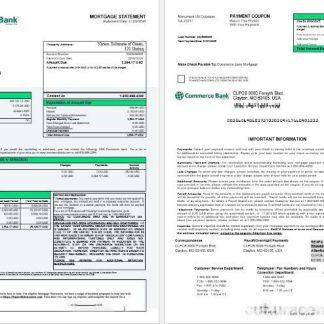 USA Commerce bank mortgage statement in Word and PDF formats 1 2 download template file