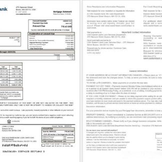 USA Eastern Bank mortgage statement in Word and PDF formats download template file