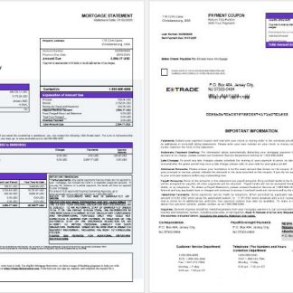 USA Etrade bank mortgage statement in Word and PDF formats 1 2 download template file