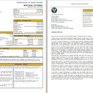 Cambodia Acleda bank mortgage statement, 3 pages,  1 2 scr download template file