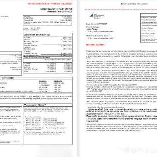 USA First International Bank & Trust bank mortgage statement in Word and PDF formats, 3 pages 1 2 download template file