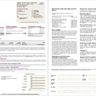 USA Florida PenAir Credit Union bank mortgage statement in Word and PDF formats, 2 pages download template file