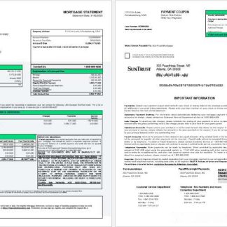 USA Georgian SunTrust bank mortgage statement in Word and PDF formats 1 2 download template file
