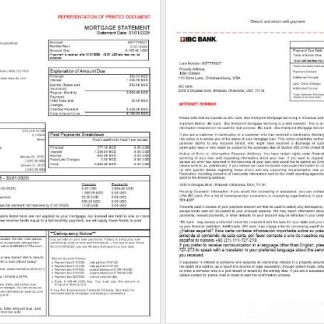 USA IBC bank mortgage statement in Word and PDF formats, 3 pages 1 2 download template file