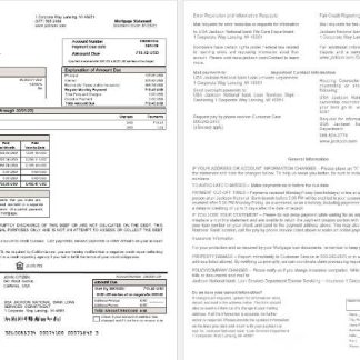 USA Jackson National bank mortgage statement in Word and PDF formats download template file