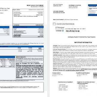 USA JP Morgan Chase bank mortgage statement in Word and PDF formats 1 2 download template file