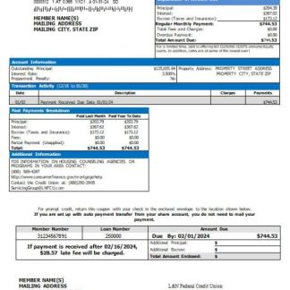 USA Kentucky L&N Federal Credit Union mortgage statement scr download template file