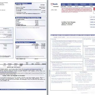 USA Missouri U.S. Bank Home mortgage statement, 3 pages scr download template file