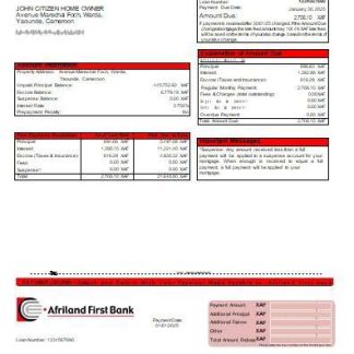 Cameroon Afriland First bank mortgage statement scr download template file