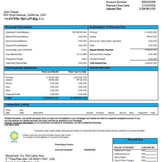 USA MOVO bank mortgage statement in Word and PDF formats download template file