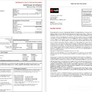 USA Nab bank mortgage statement in Word and PDF formats, 3 pages 1 2 download template file
