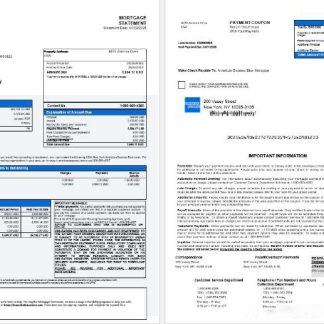 USA New York American Express Blue bank mortgage statement in Word and PDF formats 1 2 download template file