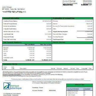 Cameroon Atlantic bank mortgage statement scr download template file