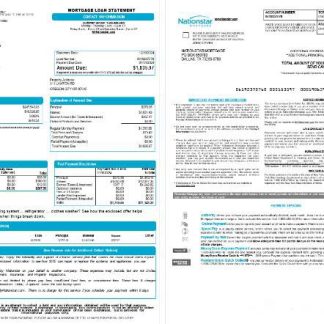 USA Texas Nationstar Mortgage LLC mortgage loan statement, 8 pages scr download template file