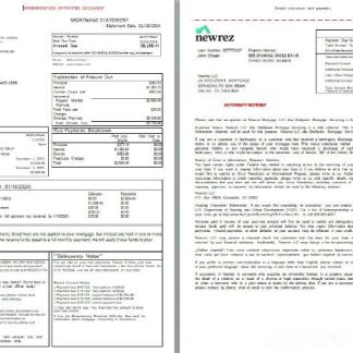 USA Texas Newrez mortgage statement, 3 pages 1 2 scr download template file