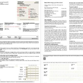 USA Texas Wells Fargo bank mortgage statement, 2 pages scr download template file
