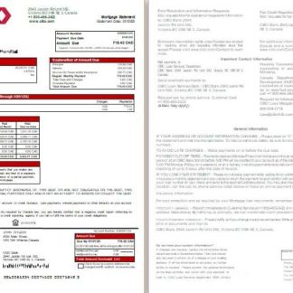 Canada CIBC Bank mortgage statement, 2 pages, 1 2 scr download template file