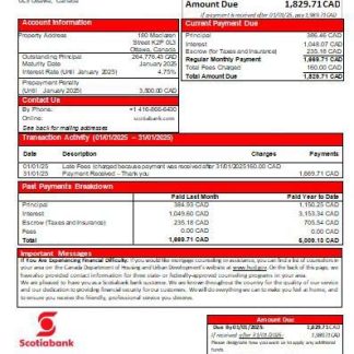 Canada Scotiabank bank mortgage statement scr download template file