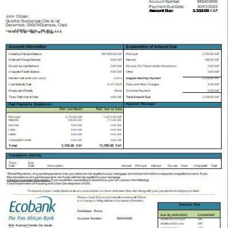 Chad Ecobank bank mortgage statement scr download template file