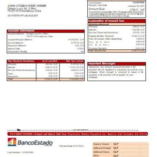Chile Banco del Estado de Chile bank mortgage statement scr download template file