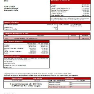 China ICBC bank mortgage statement scr download template file