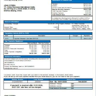 China Minsheng bank mortgage statement scr download template file