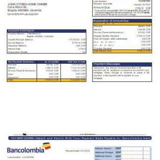 Colombia Bancolombia bank mortgage statement scr download template file