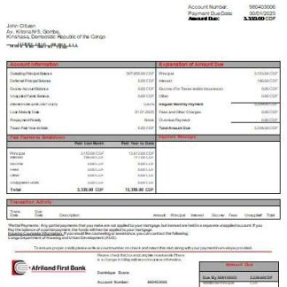 Congo Afriland First Bank mortgage statement scr download template file