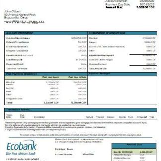 Congo Ecobank bank mortgage statement scr download template file