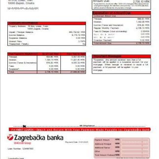 Croatia Zagrebačka bank mortgage statement scr download template file
