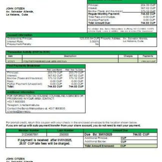 Cuba Banco Metropolitano bank mortgage statement scr download template file