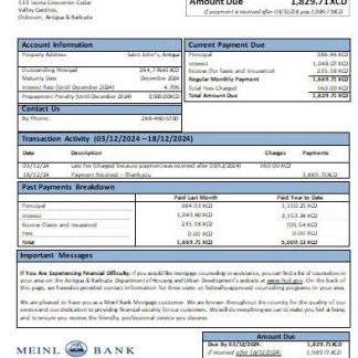 Antigua & Barbuda Meinl Bank mortgage statement scr download template file