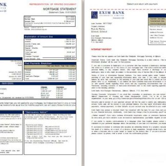 Djibouti Exim bank mortgage statement, 3 pages, 1 2 scr download template file