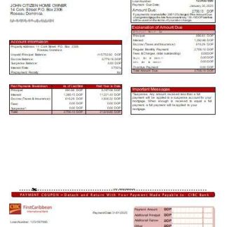 Dominica CIBC Bank bank mortgage statement scr download template file