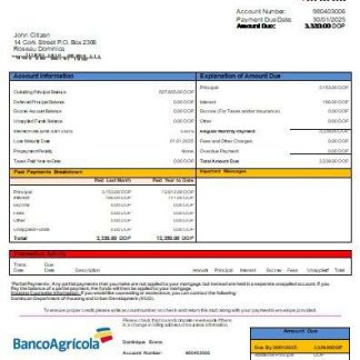 Dominican Republic Banco Agricola bank mortgage statement scr download template file