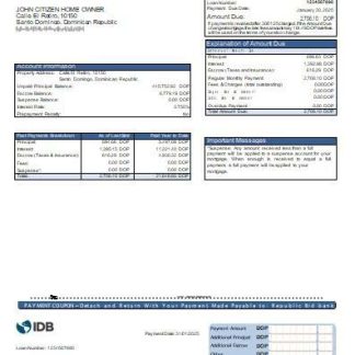 Dominican Republic Bid bank mortgage statement scr download template file