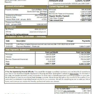 Dominican Republic Central Bank bank mortgage statement scr download template file