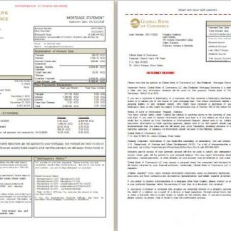 Antigua and Barbuda Global Bank of Commerce bank mortgage statement, 3 pages, 1 2 scr download template file