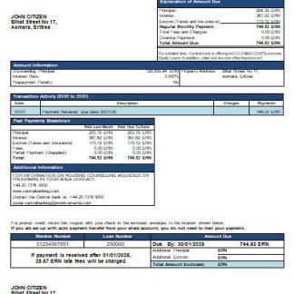 Eritrea Central bank mortgage statement scr download template file
