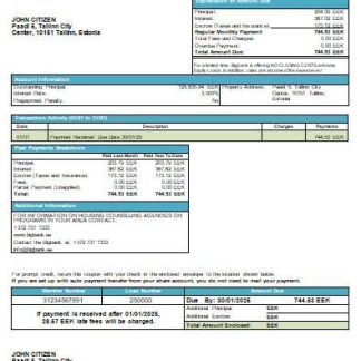 Estonia Bigbank bank mortgage statement scr download template file