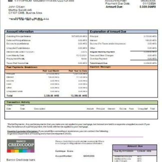 Argentina Banco Credicoop bank mortgage statement scr download template file