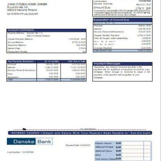 Finland Danske bank mortgage statement scr download template file