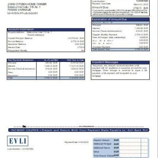 Finland Evli Bank PLC bank mortgage statement scr download template file