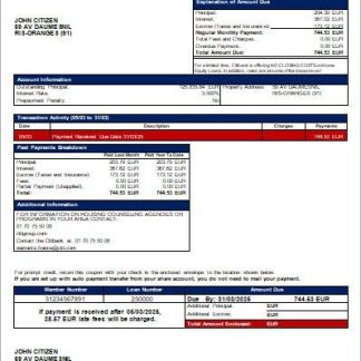 France Citibank bank mortgage statement scr download template file