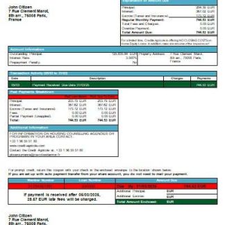 France Credite Agricole Bank mortgage statement scr download template file